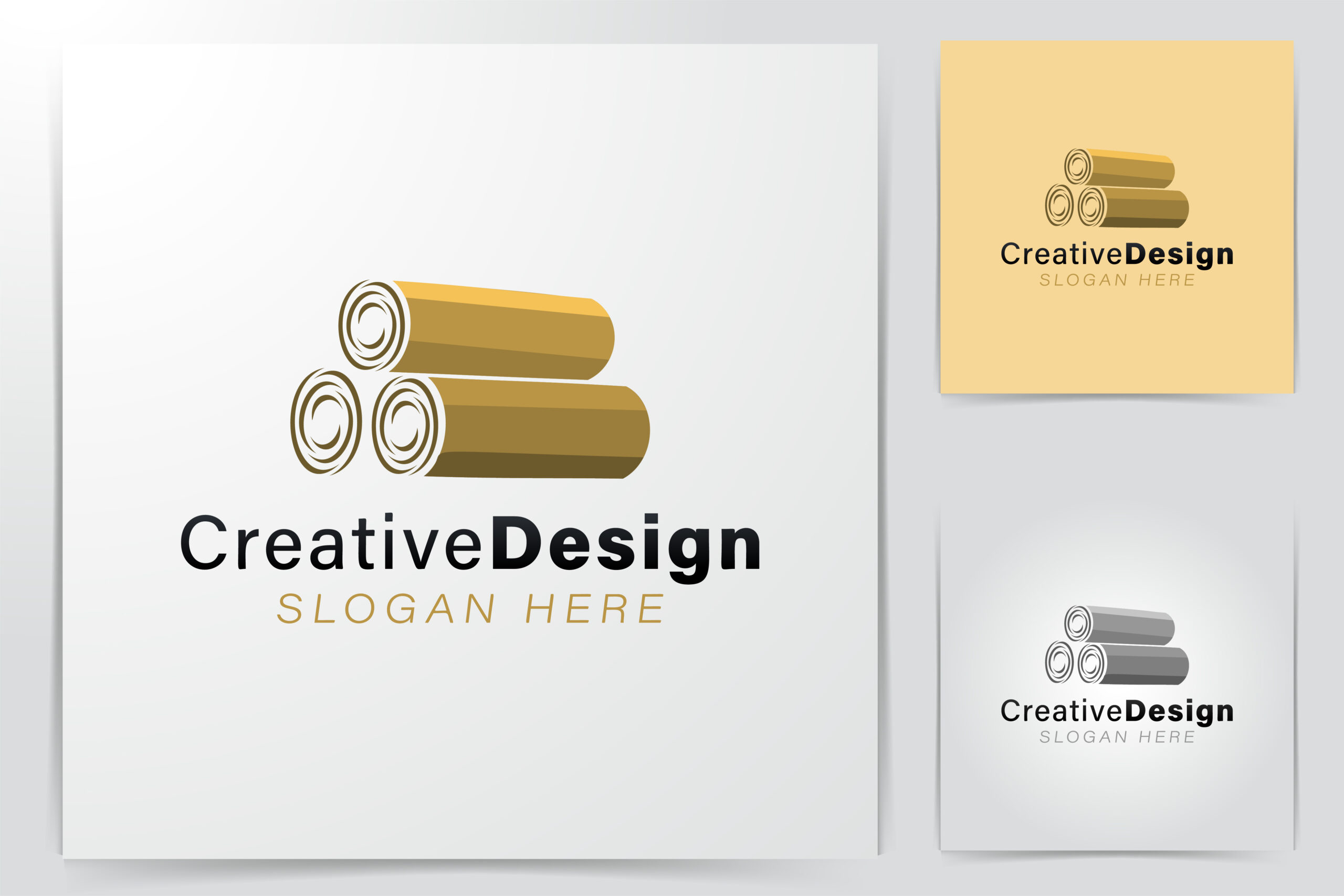 A vector logo design depicting stacked wooden logs next to the text Creative Design, representing a professional lumber supplier in Portland, OR.