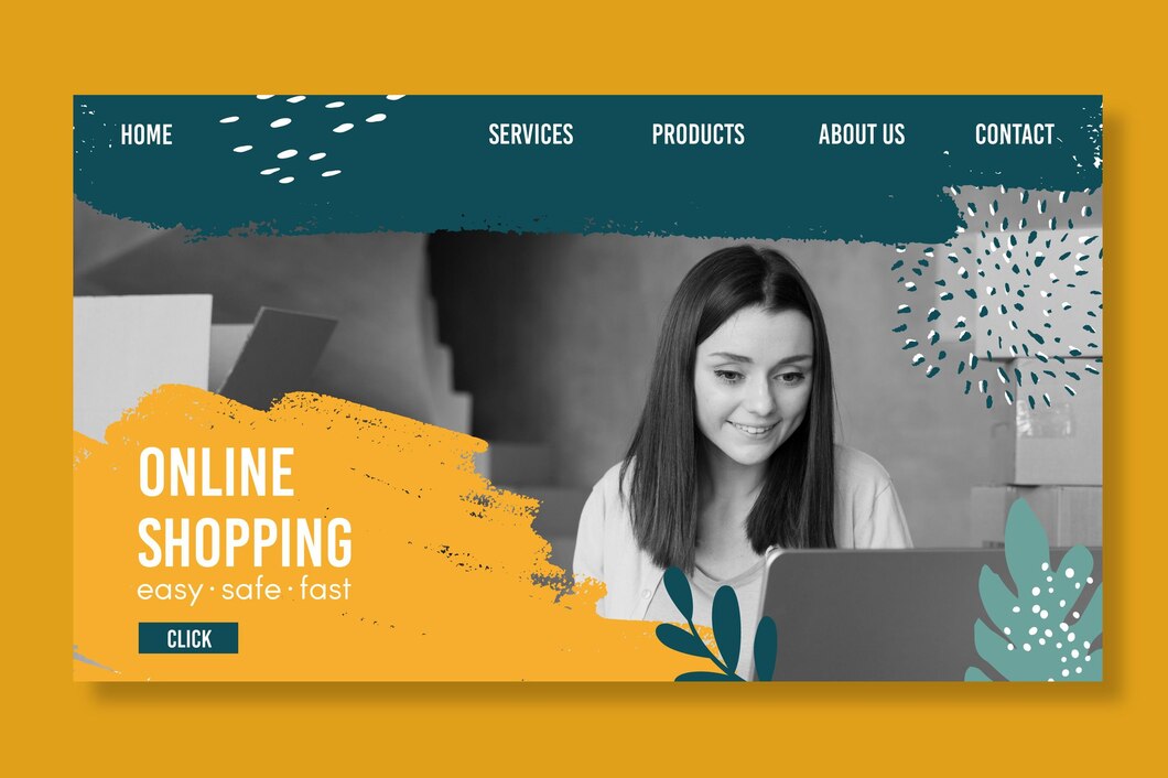 Woman shopping online with laptop